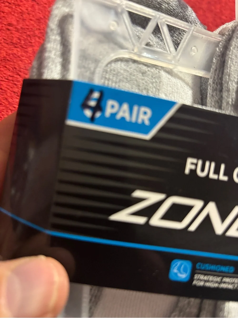 Zone Pro Boys' Full Cushion Ankle Socks - White & Gray (4 Pair) shoe size 9-2.5